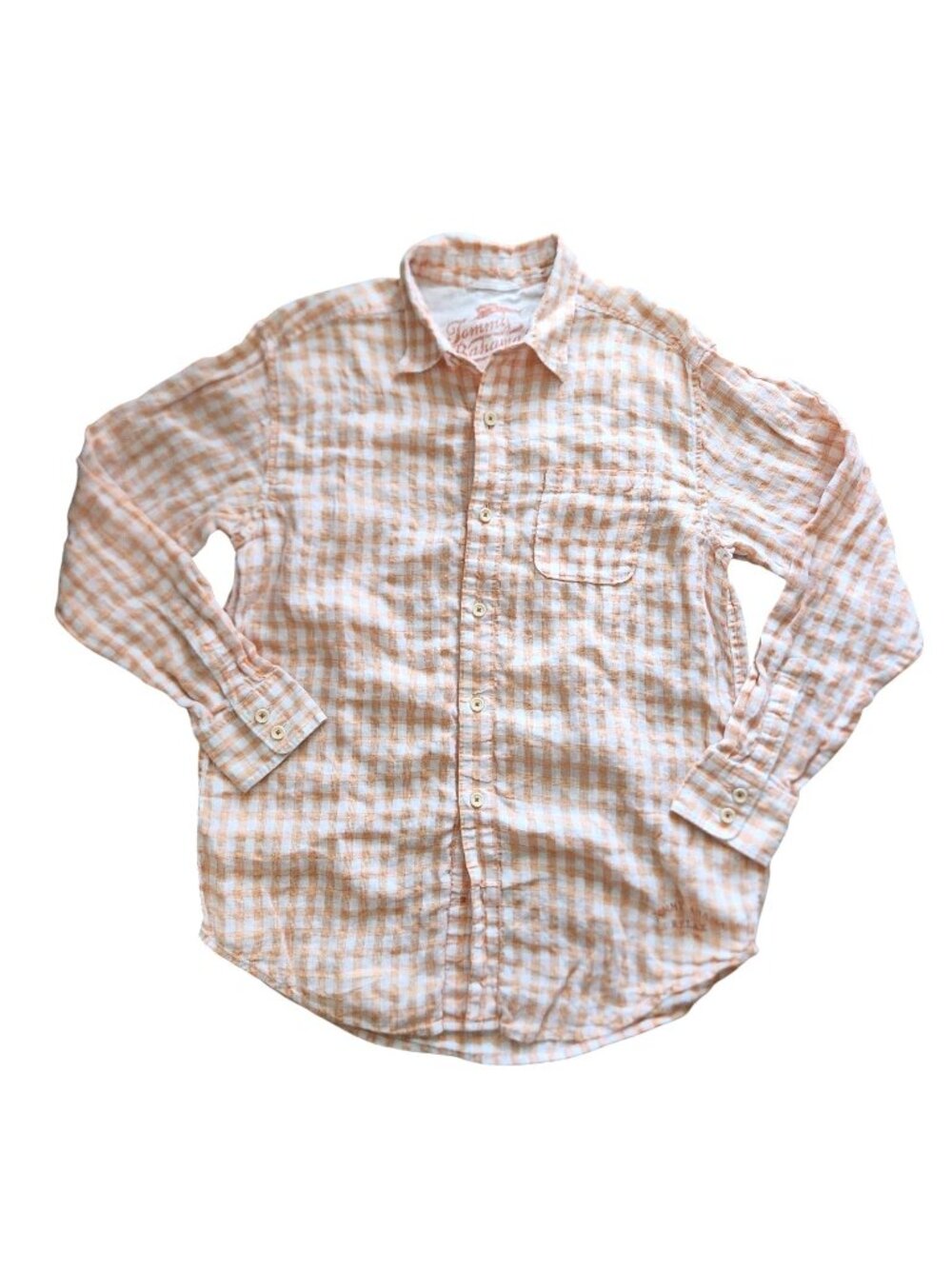 Tommy Bahama Linen Button Up Shirt Long Sleeve Plaid Men's Sz Medium